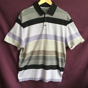 Alfani Golf Shirt Striped Large Stylish Polo 100% Cotton